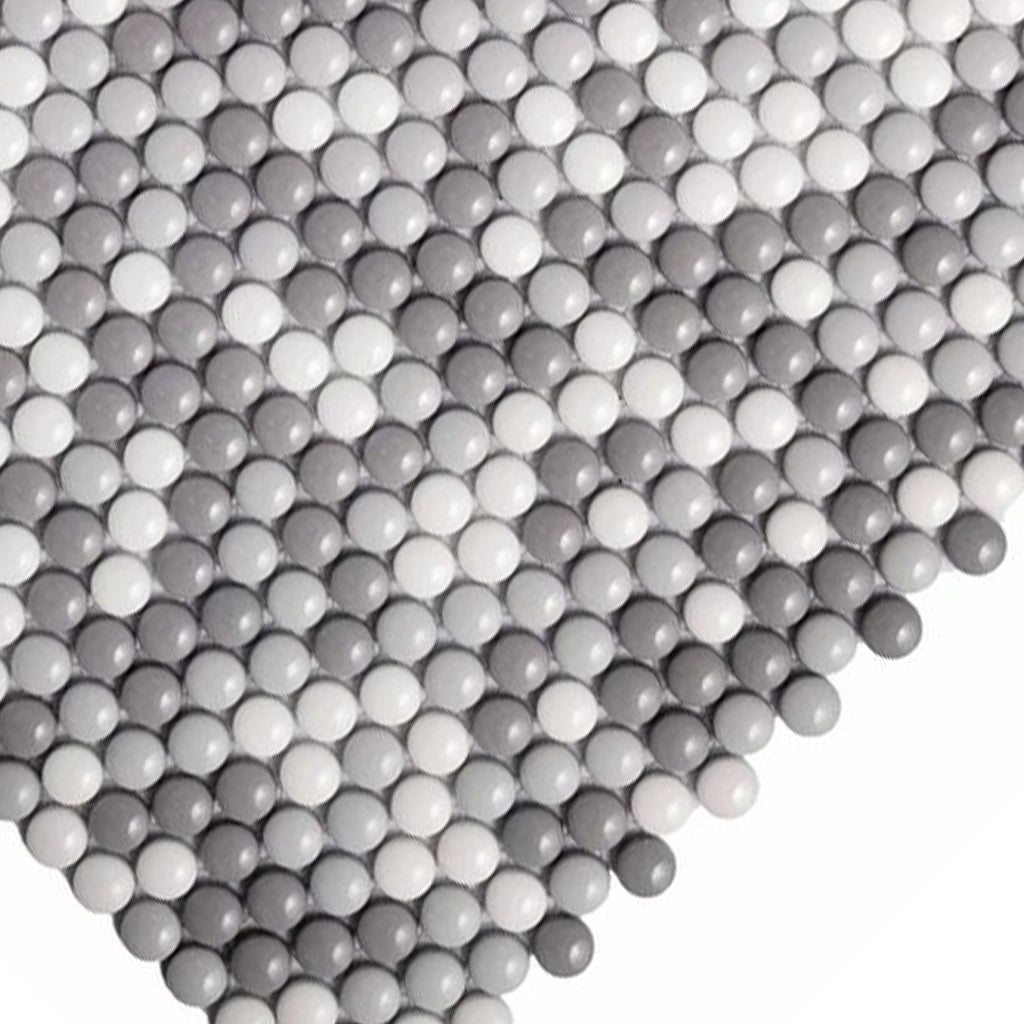 White, Gray 12x12 Glossy Recycled Glass Penny Round Mosaic tile (10 pack, 11.11 sq. ft./case) - Sample
