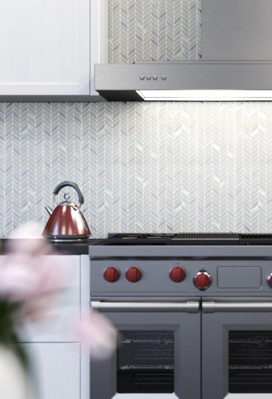 White, Blue 12x12 Matte Recycled Glass Mosaic tile (10 pack, 9.75 sq. ft./case) - Sample