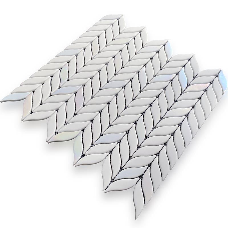 White, Blue 12x12 Matte Recycled Glass Mosaic tile (10 pack, 9.75 sq. ft./case) - Sample