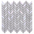 White and blue 12x12 matte recycled glass mosaic tiles with leaf pattern, 10 pack, 9.75 sq ft case