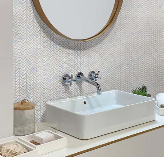 White, Blue 12x12 Matte Recycled Glass Mosaic tile (10 pack, 9.75 sq ft/case)