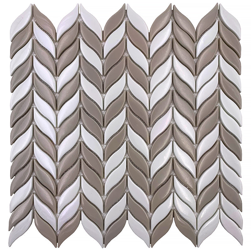 White, Brown 12x12 Glossy Recycled Glass Mosaic tile (10 pack, 9.75 sq ft/case)