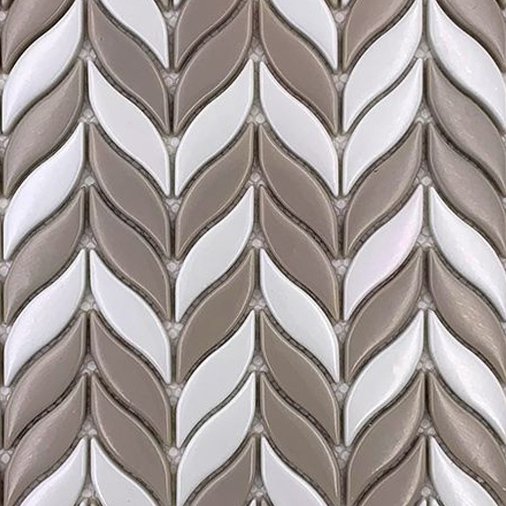 White, Brown 12x12 Glossy Recycled Glass Mosaic tile (10 pack, 9.75 sq. ft./case) - Sample