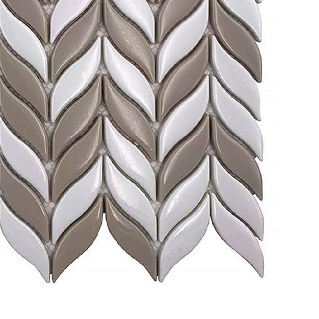 White, Brown 12x12 Glossy Recycled Glass Mosaic tile (10 pack, 9.75 sq ft/case)