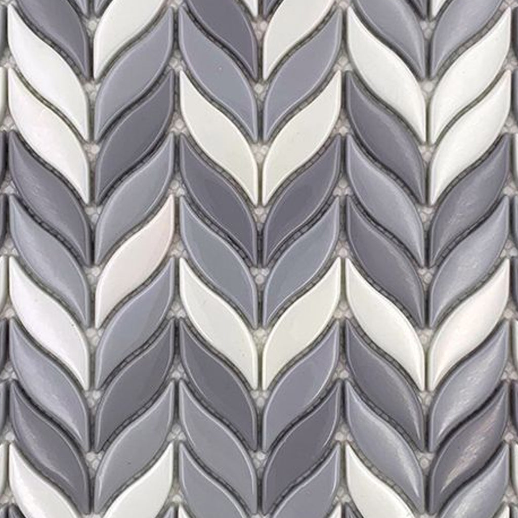 Gray, White 12x12 Glossy Recycled Glass Mosaic tile (10 pack, 9.75 sq. ft./case) - Sample