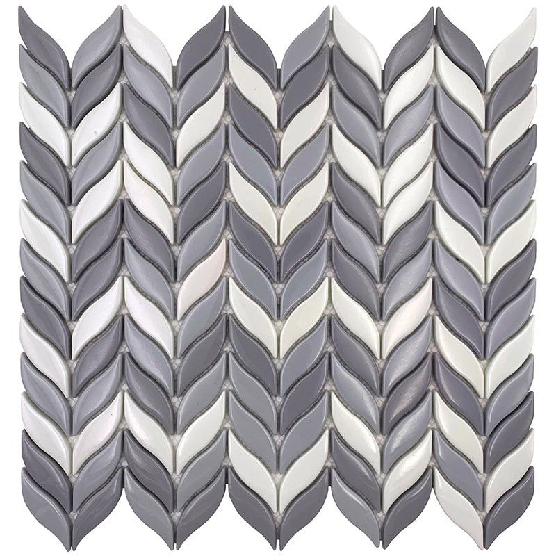 Gray, White 12x12 Glossy Recycled Glass Mosaic tile (10 pack, 9.75 sq. ft./case) - Sample