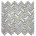flint gray matte recycled glass mosaic tile with leaf-shaped pieces in 12x12 sheet