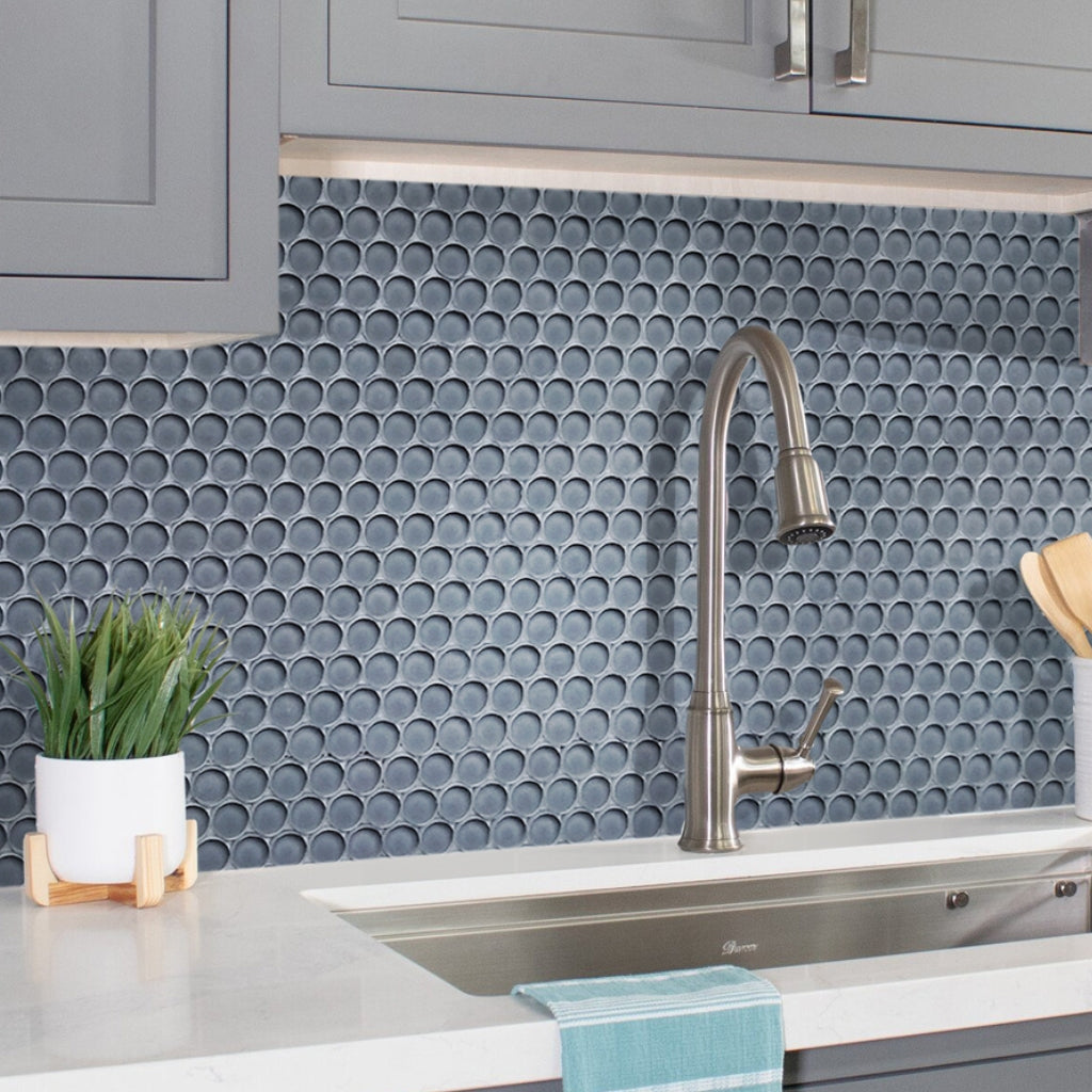 Coin Gray 12x12 Glossy Penny Round Glass Mosaic Tile (5 pack, 5 sq ft/case)