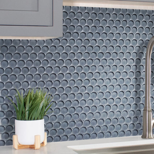 Coin Gray 12x12 Glossy Penny Round Glass Mosaic Tile (5 pack, 5 sq ft/case)