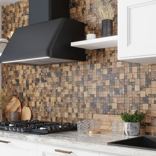 Bronze 12x12 Matte Square Metal Mosaic Tile (5 pack, 4.75 sq ft/case)