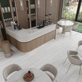 Blanco matte porcelain rectangular large format tile 8x48 inches installed on floor