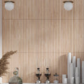 Matte maple porcelain rectangular wall tile with ribbed texture, suitable for indoor and outdoor walls