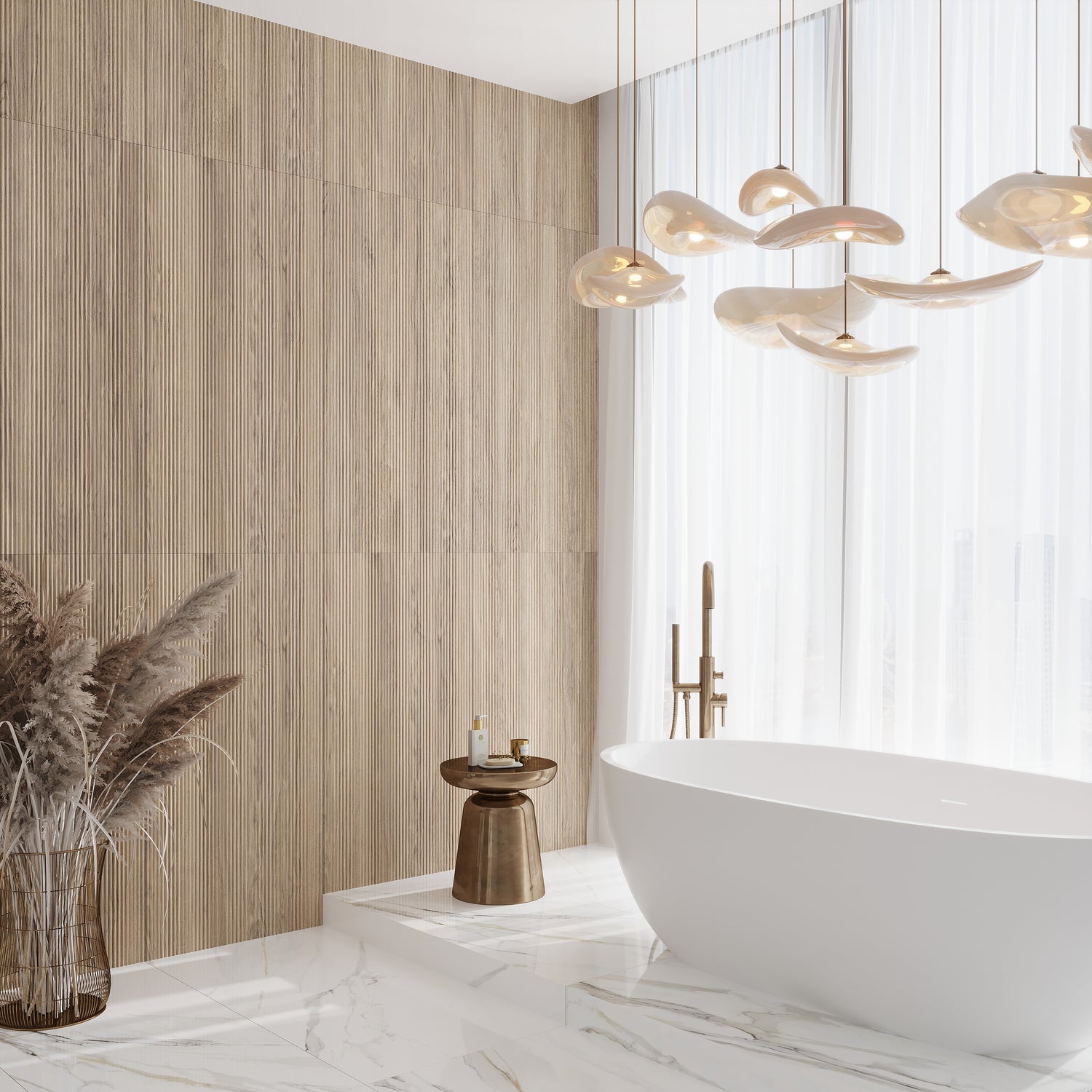 Natural Wood 24x48 Matte Fluted Porcelain Large Tile (2 pack, 15.55 sq ft/case)