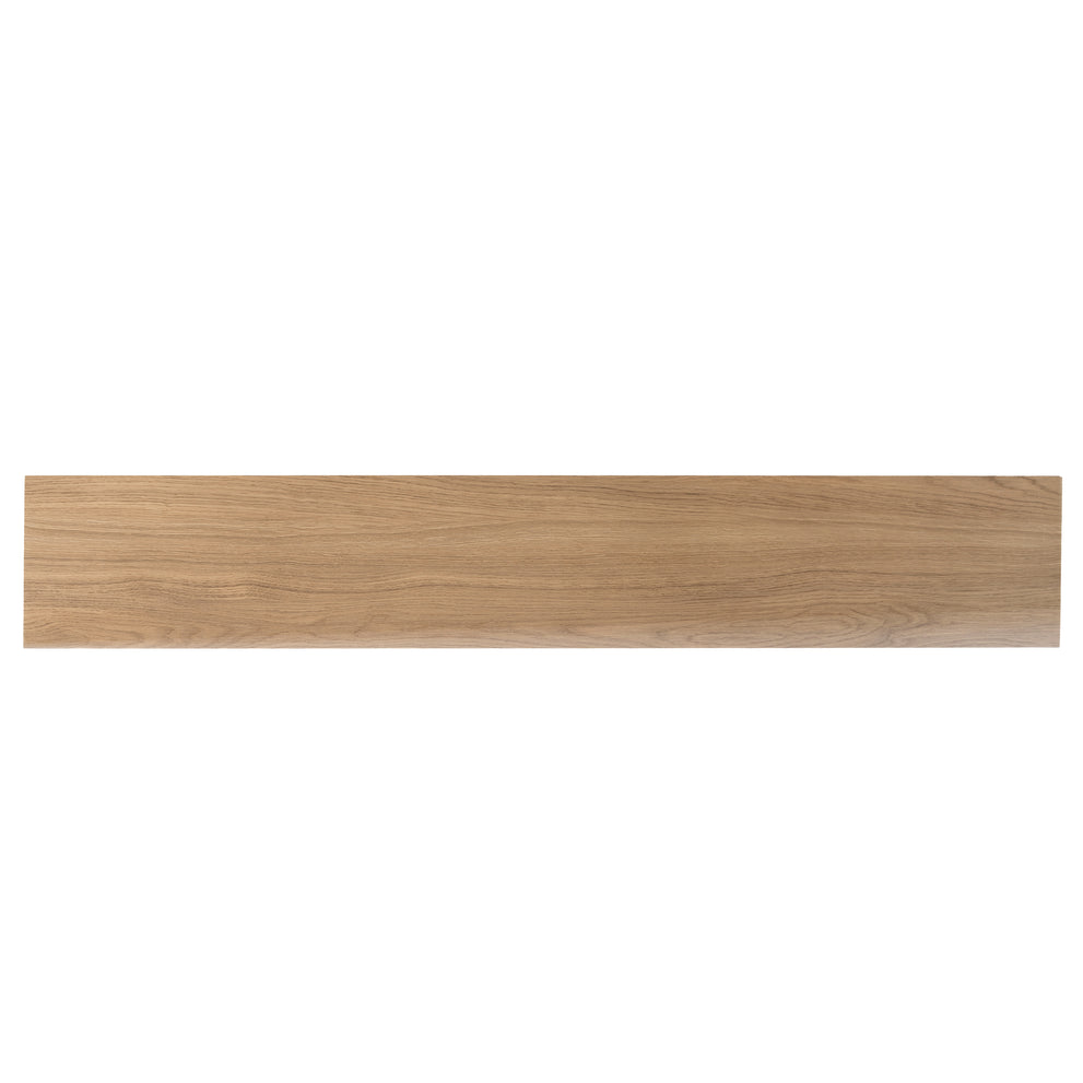 Natural wood matte plank porcelain large tile in a 1/3 offset wood-look design
