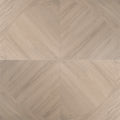 Natural wood look 24x24 large porcelain tile with matte finish and circular arch pattern
