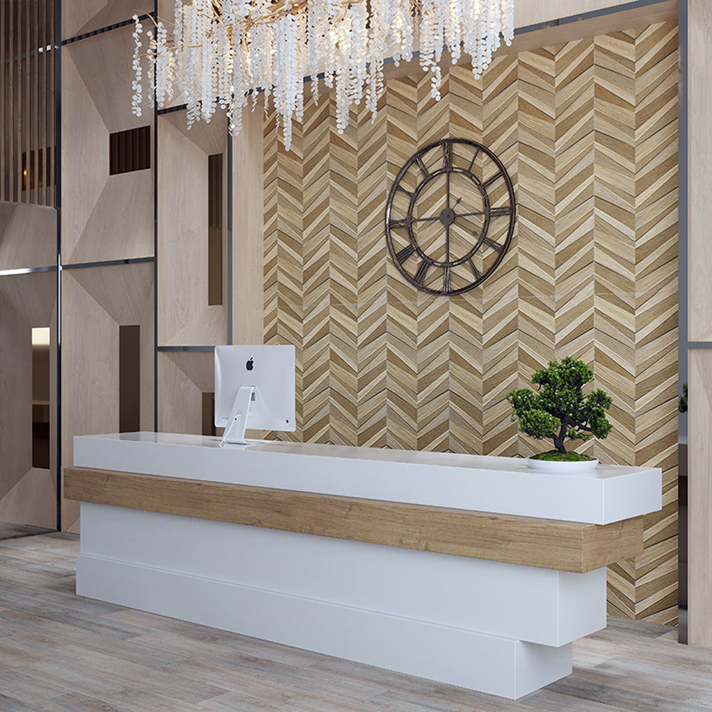Sample - Dark Brown Beige 16x48 Matte Chevron Ceramic Large Format Tile (3 pack, 15.5 sq ft/case)