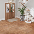 Natural beige matte porcelain tile, 8x48 inches, large format on floor surface