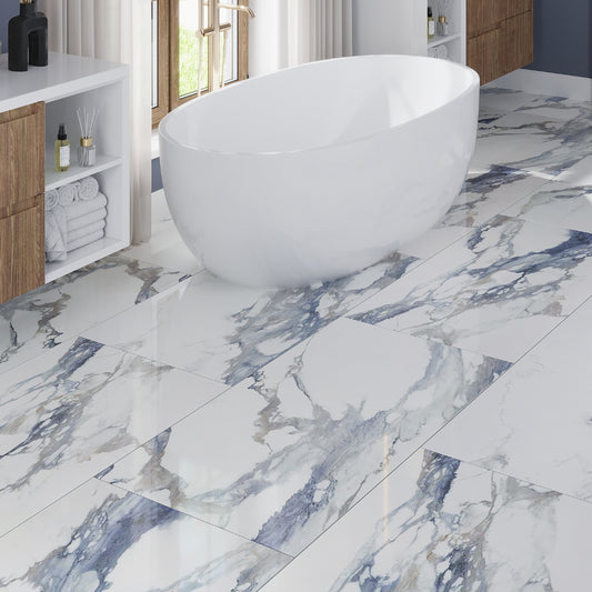 Air Superiority Blue 24x48 Polished Porcelain Large Format Tile (2 pack, 15.55 sq ft/case)