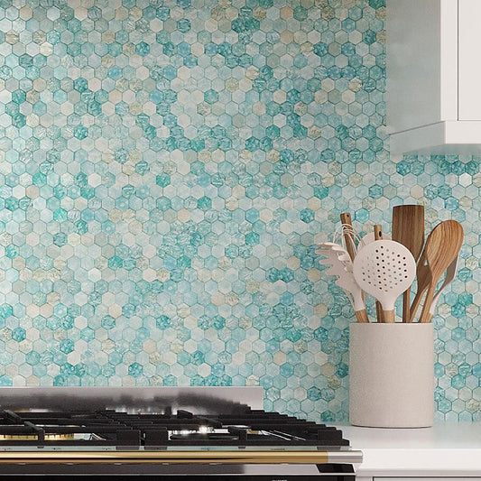 Aqua 12x12 Matte Hexagon Glass Mosaic Tile (10 pack, 9.6 sq ft/case)