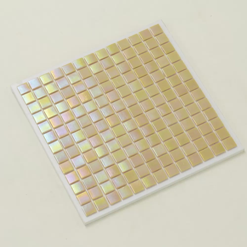 Beige 12x12 Uniform Square Glossy Glass Mosaic Tile (20 pack, 20 sq ft/case) - Sample