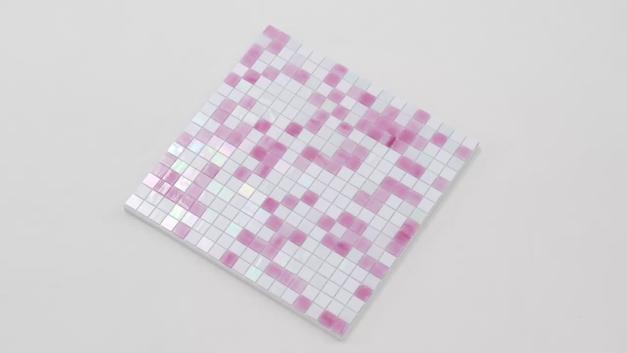 20-pack Mingles 11.6 in. x 11.6 in. Glossy White and Soft Pink Glass Mosaic Wall and Floor Tile (18.69 sq ft/case)