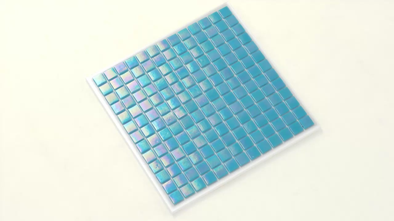 Turquoise Blue 12x12 Glossy Uniform Square Glass Mosaic Tile (20 pack, 20 sq ft/case) - Sample