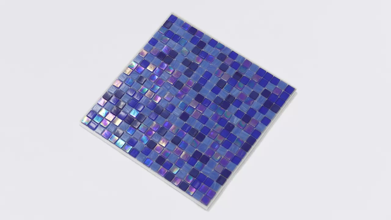 20-pack Mingles 11.6 in. x 11.6 in. Glossy Blue Glass Mosaic Wall and Floor Tile (18.69 sq ft/case)