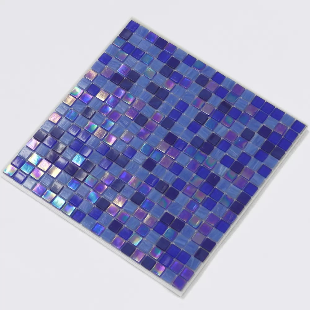 20-pack Mingles 11.6 in. x 11.6 in. Glossy Blue Glass Mosaic Wall and Floor Tile (18.69 sq ft/case)