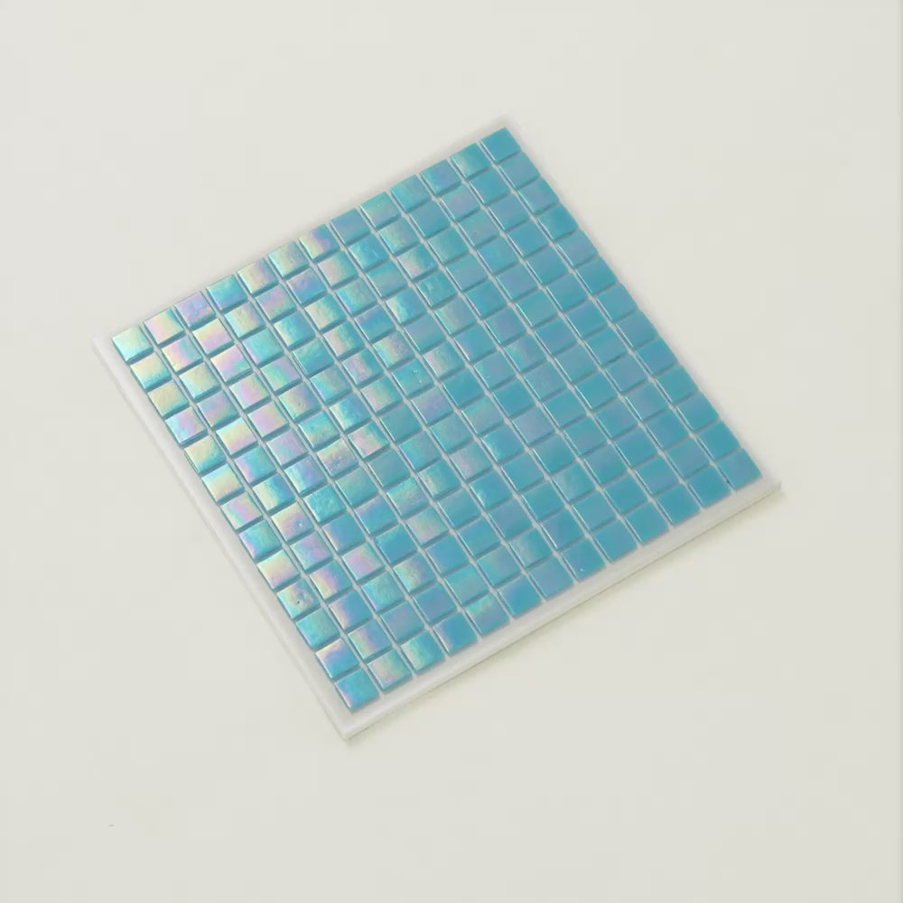 Turquoise Blue 12x12 Glossy Uniform Square Glass Mosaic Tile (20 pack, 20 sq ft/case) - Sample