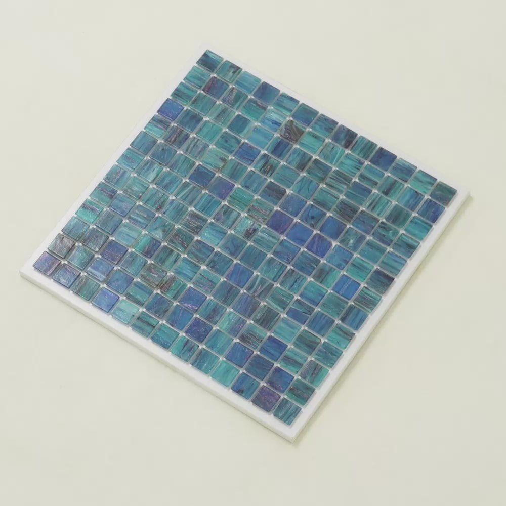 20-pack Celestial 12 in. x 12 in. Glossy Sea Blue Glass Mosaic Wall and Floor Tile (20 sq ft/case) - Sample