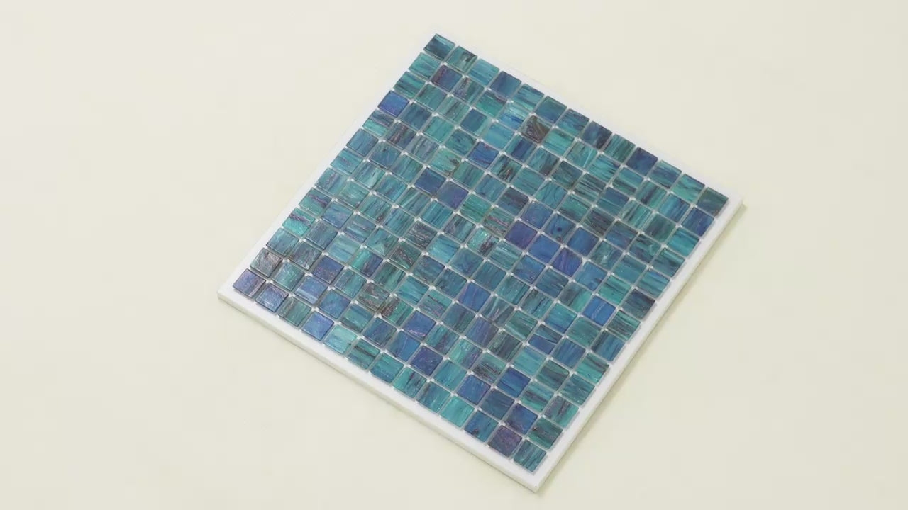 20-pack Celestial 12 in. x 12 in. Glossy Sea Blue Glass Mosaic Wall and Floor Tile (20 sq ft/case) - Sample