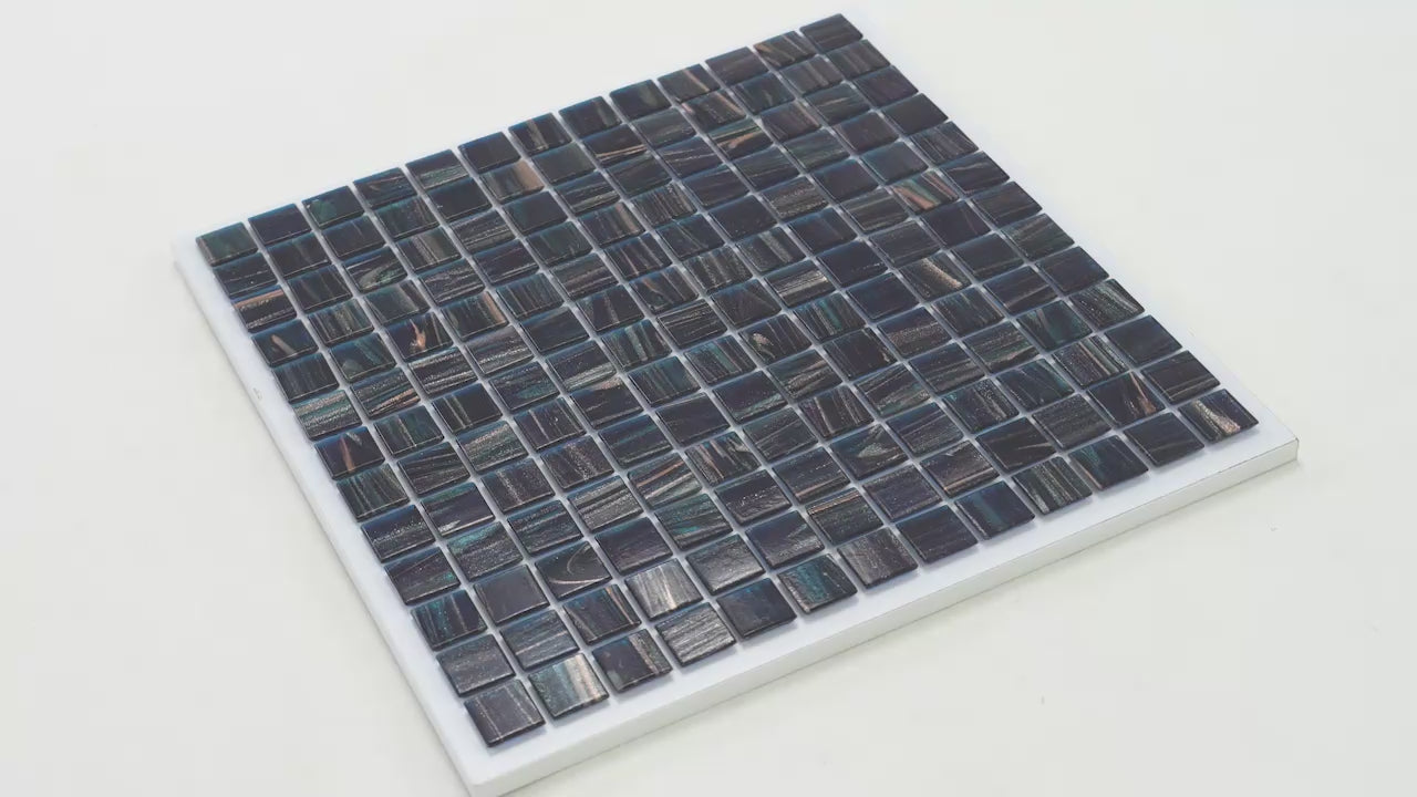 20-pack Celestial 12 in. x 12 in. Glossy Berlin Blue Glass Mosaic Wall and Floor Tile (20 sq ft/case)