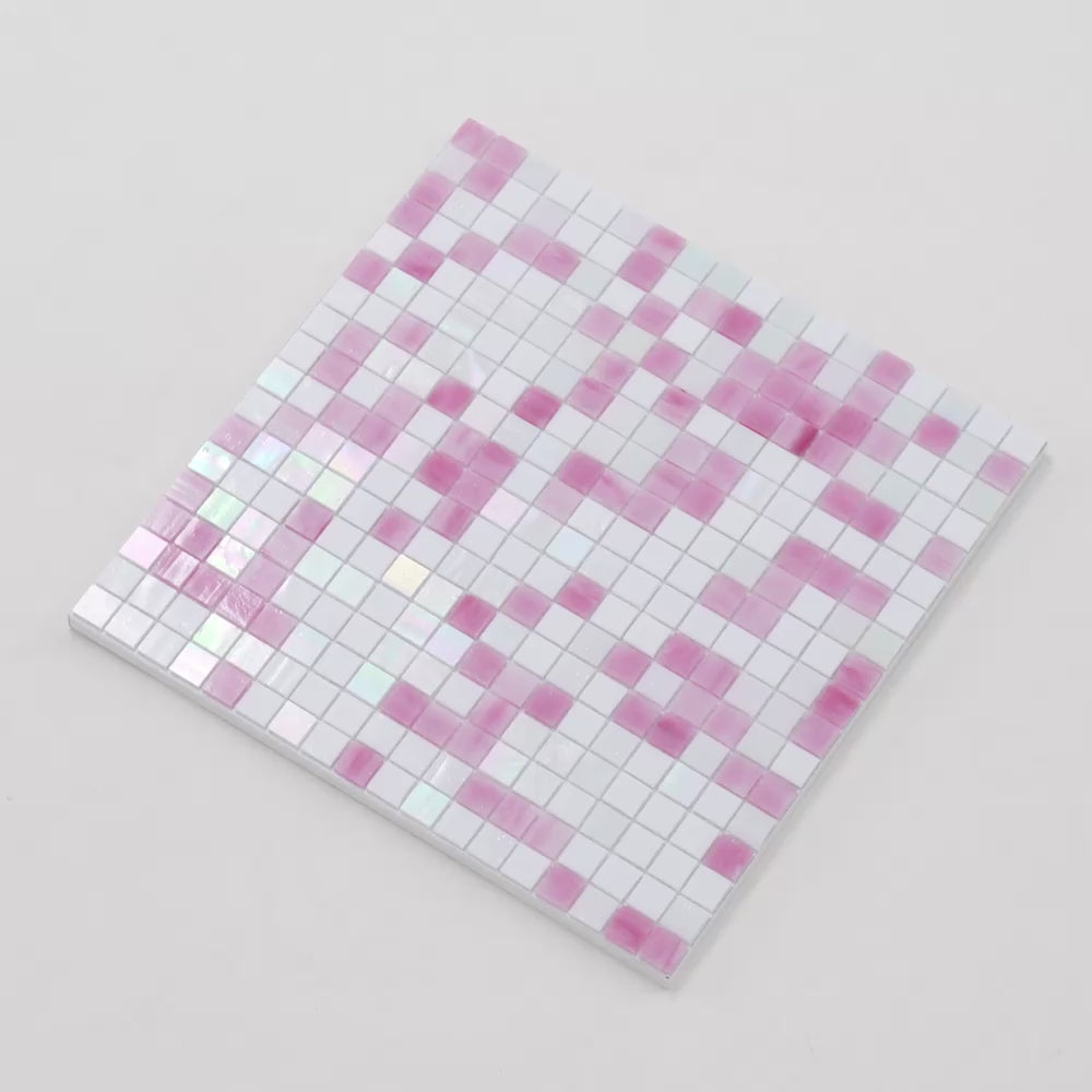 20-pack Mingles 11.6 in. x 11.6 in. Glossy White and Soft Pink Glass Mosaic Wall and Floor Tile (18.69 sq ft/case)