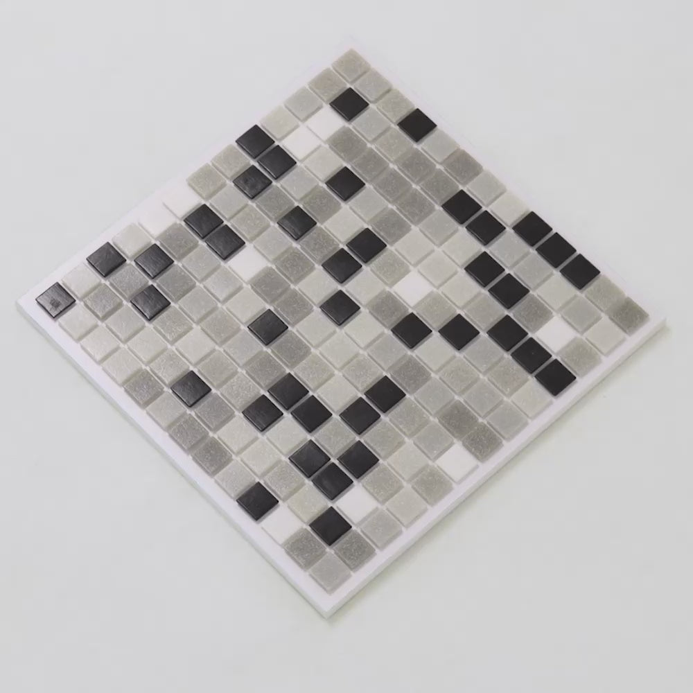 Gray Black 12x12 Glossy Uniform Square Glass Mosaic Tile (20 pack, 20 sq ft/case) - Sample