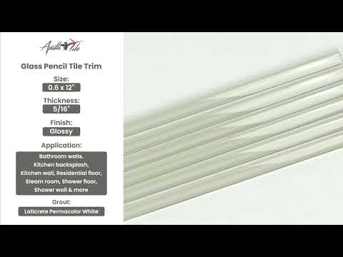 Light Gray 0.5x12 Glass Glossy Pencil Tile Trim (10 pack, 0.5 sq ft/case) - Sample