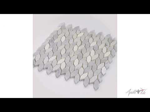 White Gray 12x12 Polished Etched Hexagon Marble Mosaic Tile (5 pack, 4.92 sq ft/case) - Sample