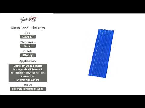 10 pack Cobalt Blue 0.6-in W x 12-in L Glass Glossy Pencil Liner Tile Trim (0.5 Sq ft/case)