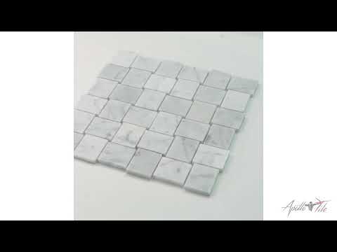 White 11x11 Polished Etched Brick Marble Mosaic Tile (5 pack, 4.13 sq ft/case) - Sample