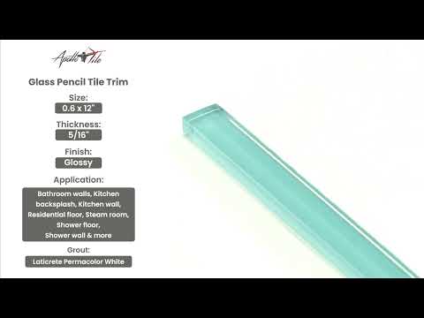 10 pack Sky Blue 0.6-in W x 12-in L Glass Glossy Pencil Liner Tile Trim (0.5 Sq ft/case) - Sample