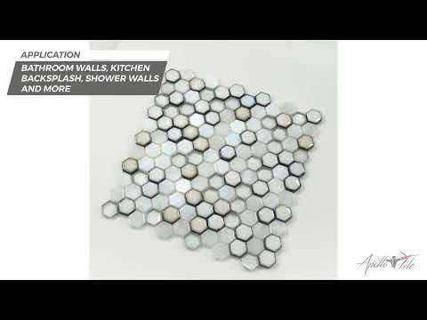 Gray White 11x11 Glossy Matte Hexagon Glass Ceramic Mosaic Tile (10 pack, 8.63 sq ft/case) - Sample