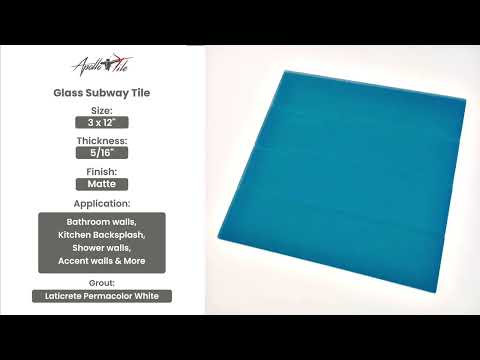 Sapphire Blue 3x12 Matte Subway Glass Tile (20 pack, 5 sq ft/case) - Sample