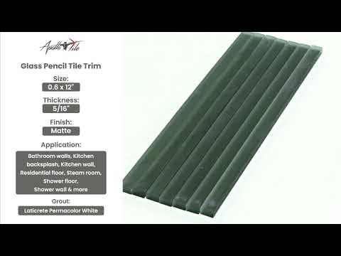 Ash Gray 0.5x12 Matte Glass Pencil Tile Trim (10 pack, 0.5 sq ft/case) - Sample