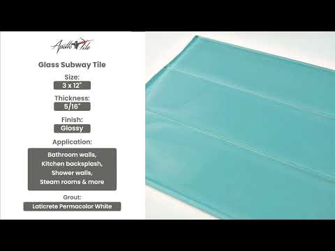 Sky Blue 3x12 Glossy Subway Glass Tile (25 Cases, 125 sqft/Pallet)