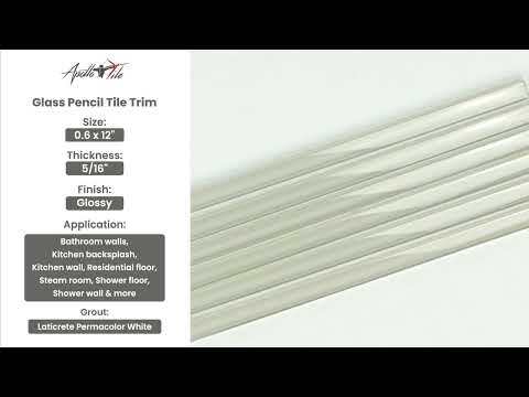 10 pack Light Gray 0.6-in W x 12-in L Best Quality Glass Glossy Pencil Liner Tile Trim (0.5 Sq ft/case)