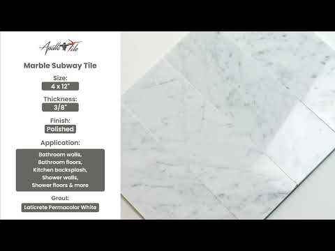 White 4x12 Subway Polished Marble Tile (15 pack, 5 sq ft/case) - Sample