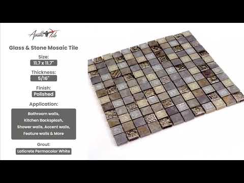 Beige Gray 12x12 Polished Square Glass Resin Stone Mosaic Tile (5 pack, 4.75 sq ft/case) - Sample