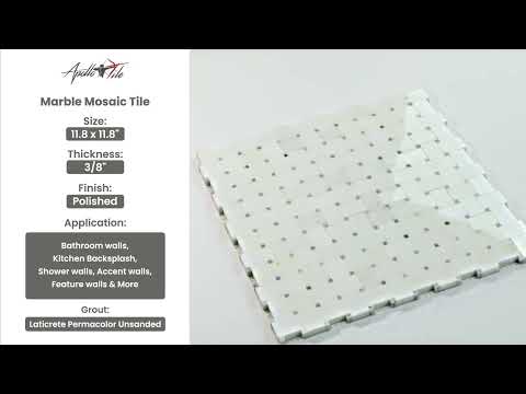 Cotton White 12x12 Polished Basketweave Marble Mosaic Tile (5 pack, 4.83 sq ft/case) - Sample
