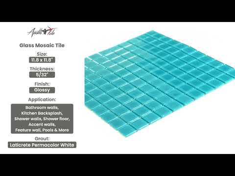 Sapphire Blue 12x12 Glossy Square Glass Mosaic Tile (10 pack, 9.67 sq ft/case) - Sample