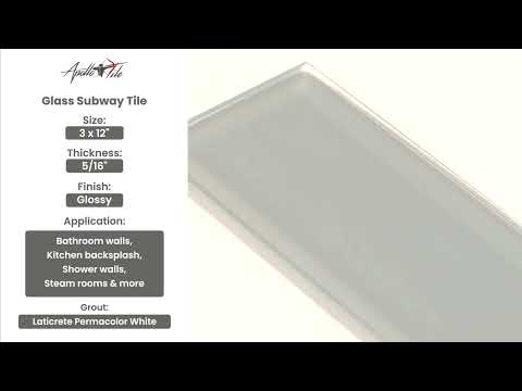 Gray 3x12 Glossy Subway Glass Tile (20 pack, 5 sq ft/case) - Sample