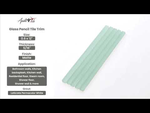 Blizzard Blue 0.5x12 Matte Glass Pencil Tile Trim (10 pack, 0.5 sq ft/case) - Sample